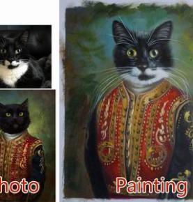 Pet portrait, Original Personalized pet painting, Custom Hand Painted Oil Painting portrait From Photos