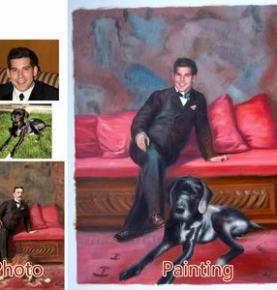 Custom oil portrait, Original Personalized painting, Pet and People portrait, Hand Painted Oil Painting portrait From Photos