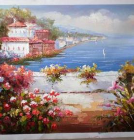 Mediterranean Painting, Original art, Custom Hand Painted Oil Painting reproductions From Photos